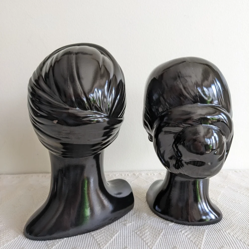 Holland Mold Busts Vintage MCM ceramic decor smooth black gloss finish - Picture 3 of 10